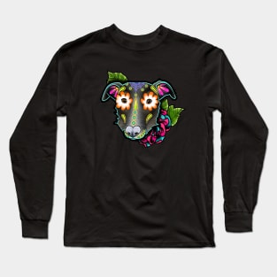 Wirehaired Terrier Mix - Day of the Dead Sugar Skull Dog Long Sleeve T-Shirt